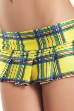 Be Wicked Yellow Plaid Micro School Girl Skirt