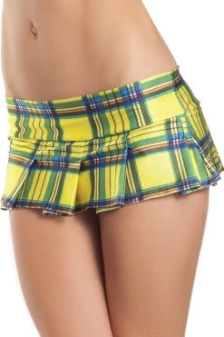 Be Wicked Yellow Plaid Micro School Girl Skirt
