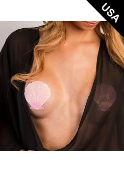 Pastease Baby Pink Glitter Seashell Nipple Pasties 5 Pastease Baby Pink Glitter Seashell Nipple Pasties