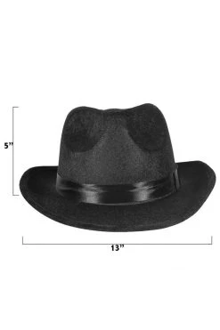 Roma Black Fedora Gangster Hat