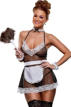 Magic Silk Sheer Mesh French Maid Lingerie