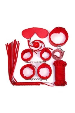 OY Brands Red Faux Leather Bondage Set BDSM Collars