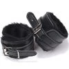 OY Brands Handcuff & Restraints Black Faux Leather Furry Wrist Cuffs