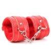 OY Brands Red Faux Leather Furry Wrist Cuffs Valentines Day Lingerie