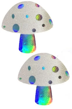 NevaNude Holographic White Glitter Shroom Nipple Pasties Accessories