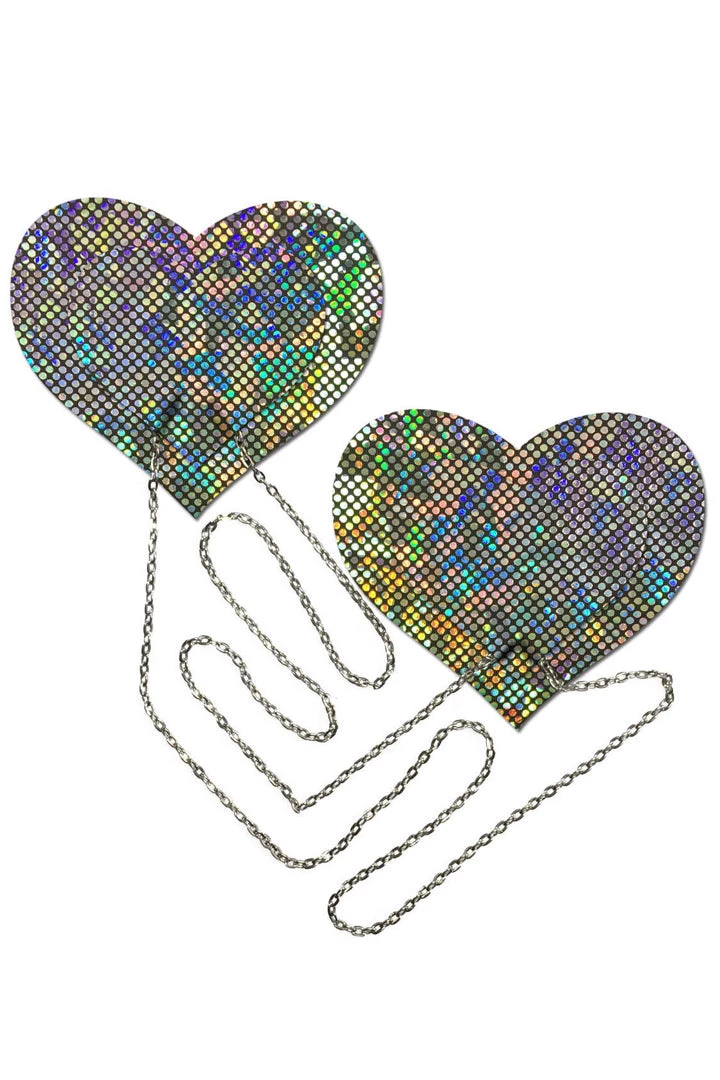 Pastease Rainbow Clothing Silver Shattered Heart Nipple Pasties With Chains 4 Pastease Rainbow Clothing Silver Shattered Heart Nipple Pasties With Chains