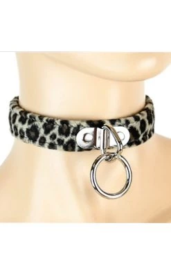 Funk Plus Furry Brown Leopard BDSM Choker With O Ring