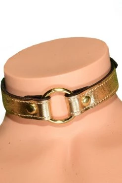 Funk Plus Metallic Gold O Ring Submissive Choker BDSM Collars