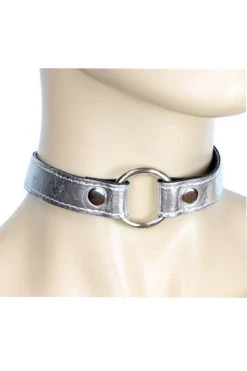 Funk Plus Metallic Silver O Ring Submissive Choker