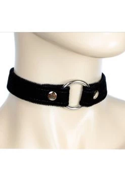 Funk Plus Metal O Ring Black Velvet Submissive Choker