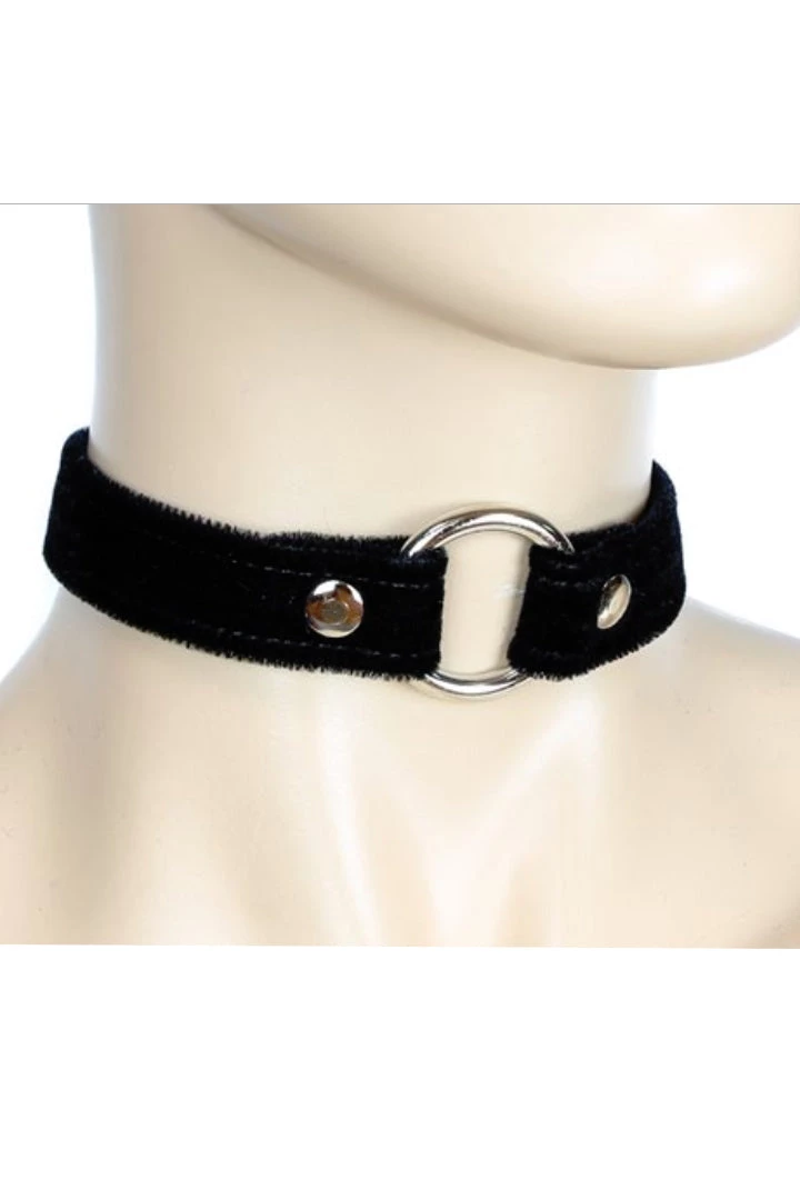 Funk Plus Metal O Ring Black Velvet Submissive Choker 3 Funk Plus Metal O Ring Black Velvet Submissive Choker
