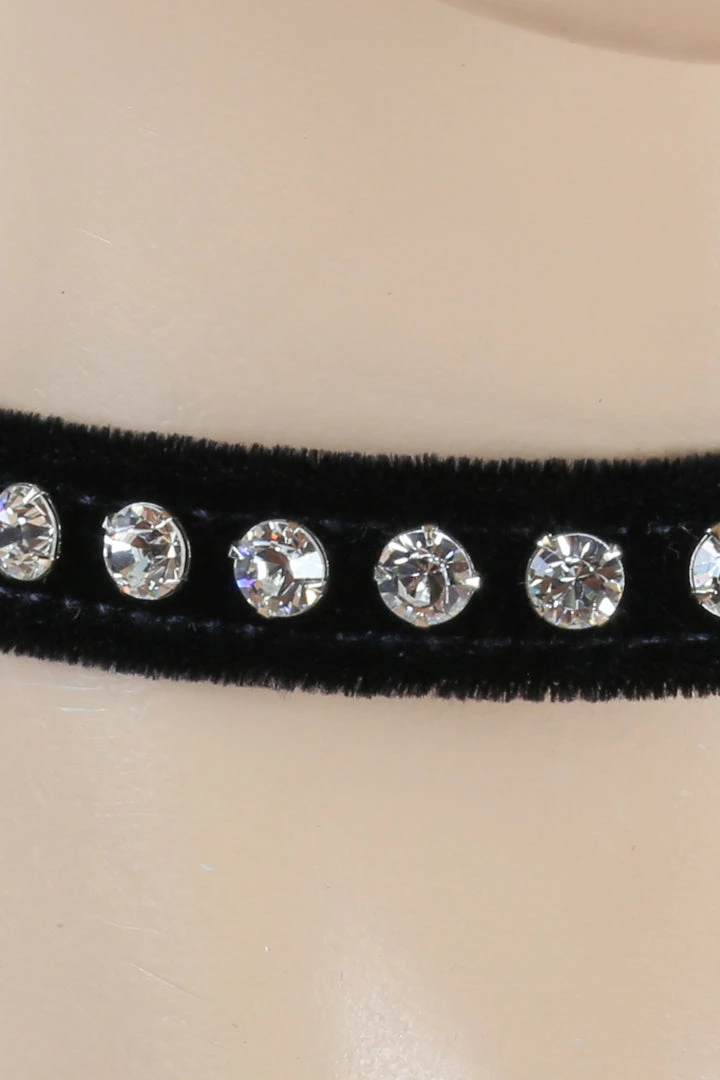 Funk Plus Black Velvet Choker With Rhinestones 4 Funk Plus Black Velvet Choker With Rhinestones