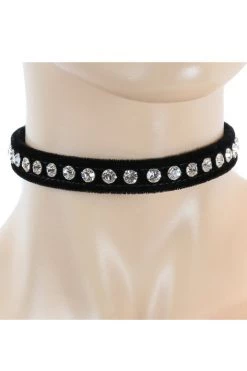 Funk Plus Black Velvet Choker With Rhinestones