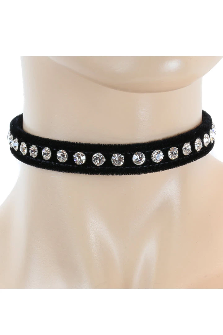 Funk Plus Black Velvet Choker With Rhinestones 3 Funk Plus Black Velvet Choker With Rhinestones