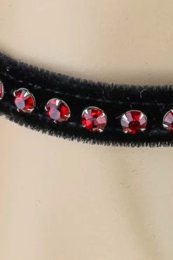 Funk Plus Black Velvet Choker With Red Rhinestones
