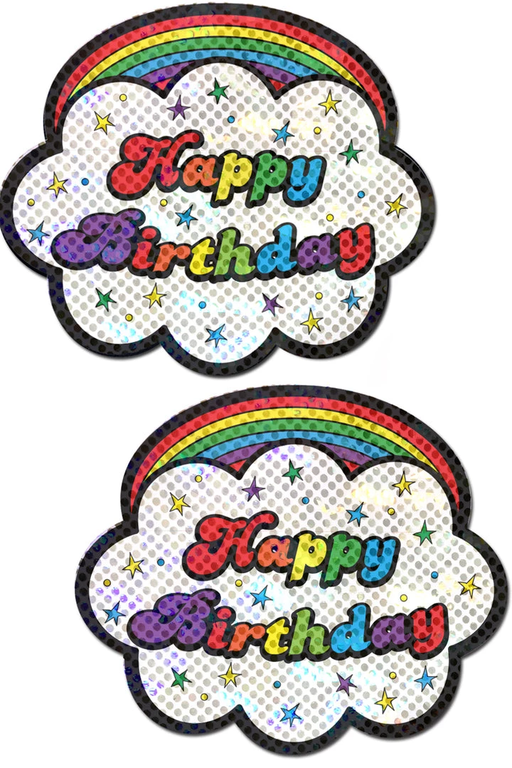 Pastease Rainbow 'Happy Birthday' Cloud Nipple Pasties Dancewear 3 Pastease Rainbow 'Happy Birthday' Cloud Nipple Pasties Dancewear