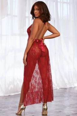 Dreamgirl High Slit Lace Lingerie Gown