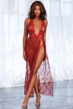 Dreamgirl High Slit Lace Lingerie Gown