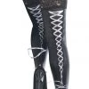 Coquette Lace Up Ribbon Wet Look Thigh High Stockings 2 Coquette Lace Up Ribbon Wet Look Thigh High Stockings