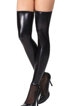 Coquette Faux Leather Thigh Highs With Back Zippers