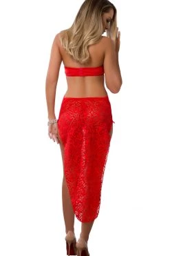 G World Intimates Lingerie Sensual Red Lace Night Dress