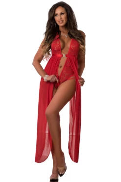 G World Intimates Red Zipper Crotch Teddy Gown 9 G World Intimates Red Zipper Crotch Teddy Gown