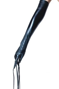 Coquette Latex Lingerie Wet Look Gloves With Finger Whips