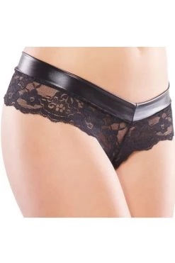 Coquette Wet Look Lace Panty With Chain Crotch Latex Lingerie