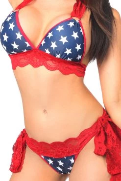 Daisy Corsets Patriotic Stars Lace Trimmed Bikini*