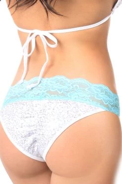 Daisy Corsets White Sequin Pucker Bikini & Light Blue Lace*