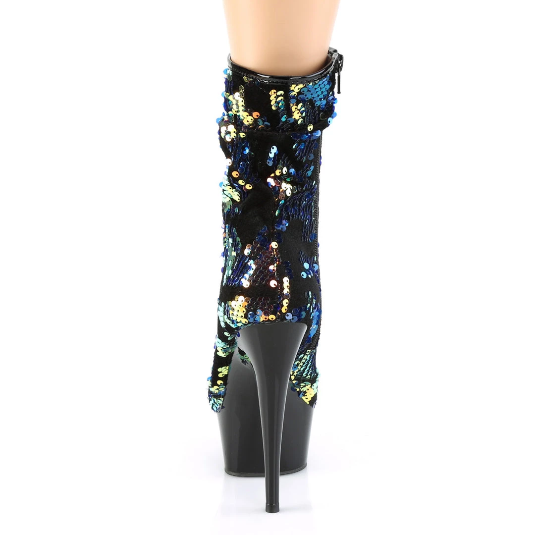 Pleaser Shoes 6" Heel Blue Iridescent Sequins/Blk Platform Slouch Ankle Boot, Side Zip* 4 Pleaser Shoes 6" Heel Blue Iridescent Sequins/Blk Platform Slouch Ankle Boot, Side Zip*