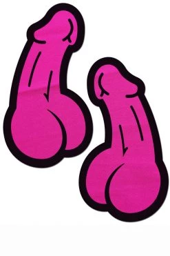 Pastease Neon Pink Dick Nipple Pasties Glow In The Dark & Neon