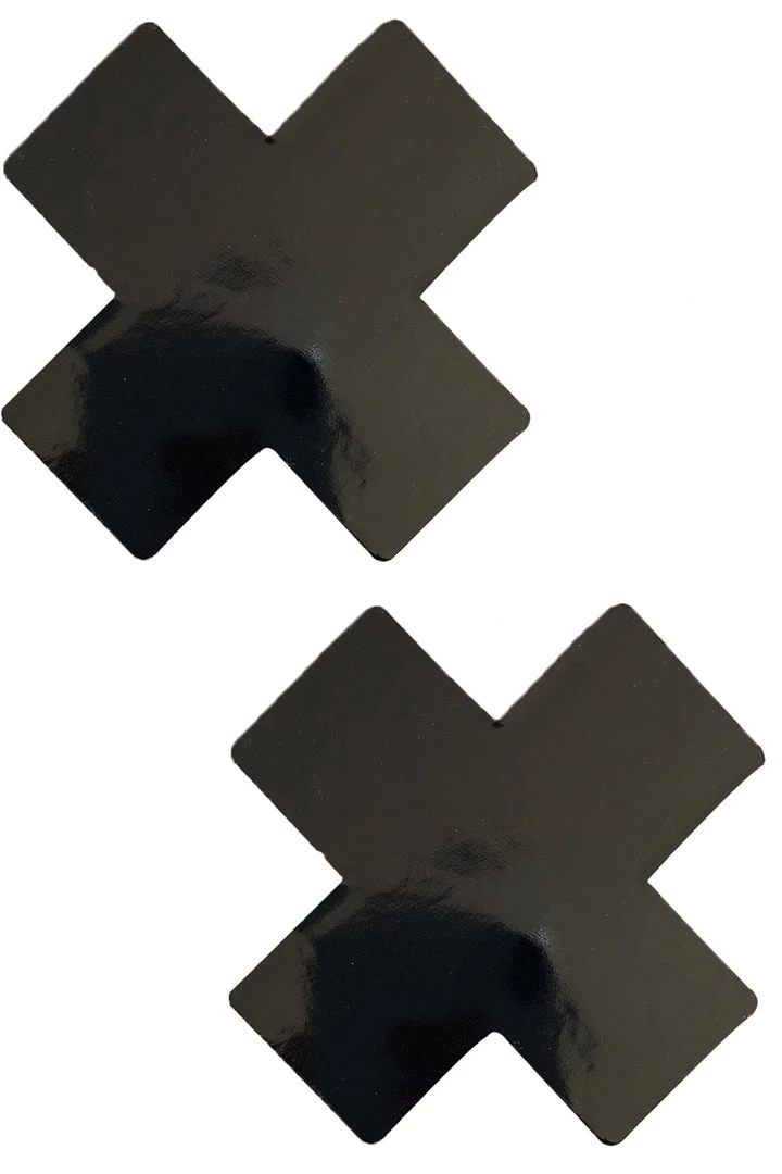 NevaNude New Black Wet Vinyl X Nipple Pasties 3 NevaNude New Black Wet Vinyl X Nipple Pasties