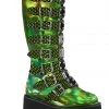 Demonia Green Vegan Leather 3.5" Platform Mid-Calf Boots* Shoes