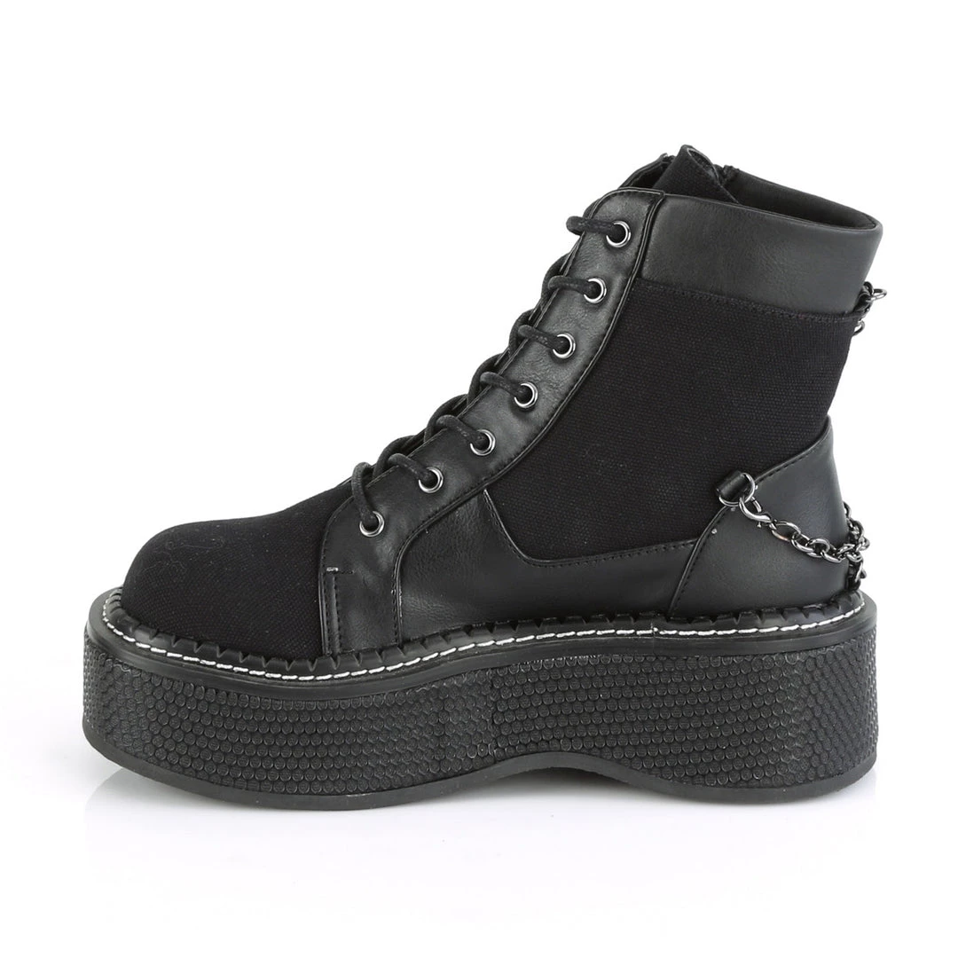 Pleaser 2" Black Canvas-Vegan Leather Platform Lace-Up Bootie, Outer Metal Zipper* 7 Pleaser 2" Black Canvas-Vegan Leather Platform Lace-Up Bootie, Outer Metal Zipper*