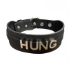 Funk Plus BDSM Collars 1 3/4" Leather Strap 'HUNG' Name Choker 1 Funk Plus BDSM Collars 1 3/4" Leather Strap 'HUNG' Name Choker