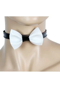 Funk Plus Patent Leather White Bow Choker