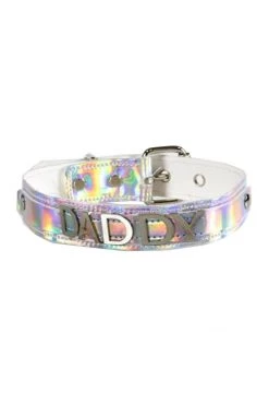 Funk Plus Silver Hologram 3D 1" DADDY Choker BDSM Collars