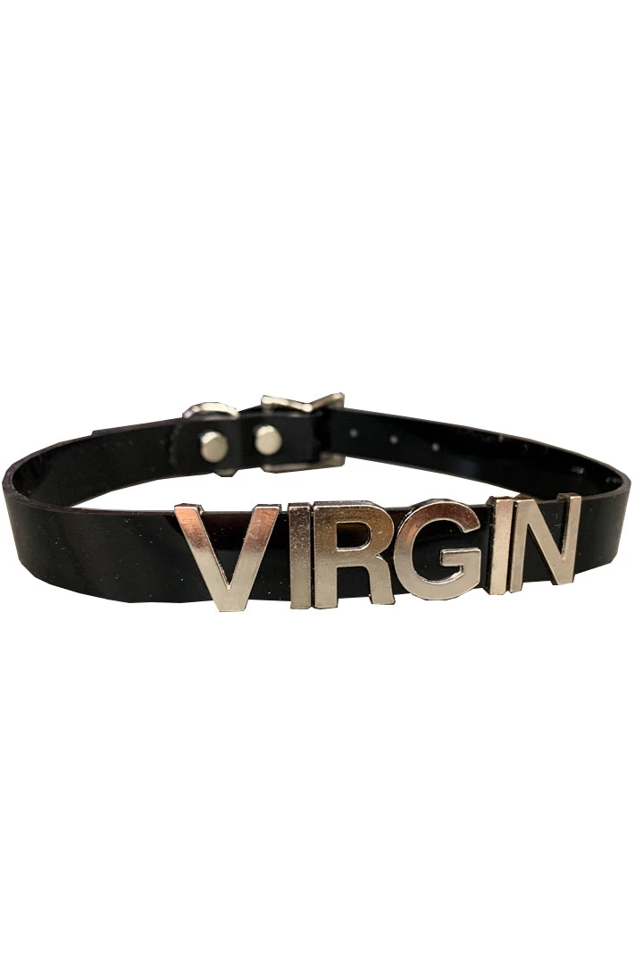 Funk Plus BDSM Collars Vinyl Black 'VIRGIN' Name Choker 4 Funk Plus BDSM Collars Vinyl Black 'VIRGIN' Name Choker