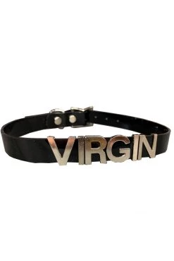 Funk Plus BDSM Collars Vinyl Black 'VIRGIN' Name Choker