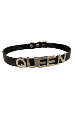 Funk Plus Vinyl Black 'QUEEN' Name Choker
