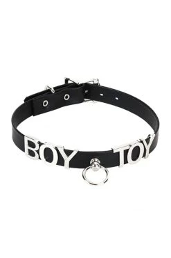 Funk Plus 3D Steel BOY TOY Name Collar With Bondage Ring BDSM Collars
