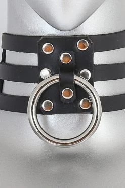 Funk Plus Triple Leather Large O Ring Choker