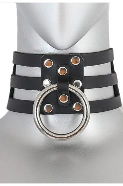Funk Plus Triple Leather Large O Ring Choker