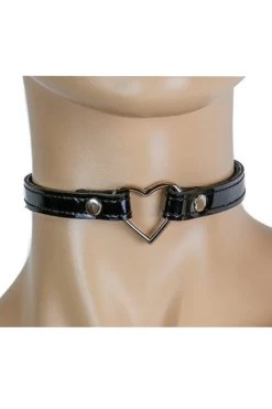 Funk Plus BDSM Collars Patent Leather Mini Heart Choker