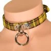 Funk Plus Yellow Plaid O Ring Choker Collar BDSM Collars