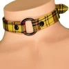 Funk Plus BDSM Collars Yellow Plaid O Ring Choker