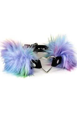Funk Plus BDSM Collars I Heart Fraggle Rock Faux Fur Leather Choker