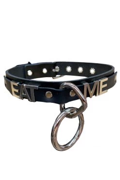 Funk Plus 1 1/4" Leather 'EAT ME' Name Choker BDSM Collars