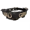 Funk Plus 3/4" Leather Collar 'BAD GIRL' Name Choker With Lace BDSM Collars